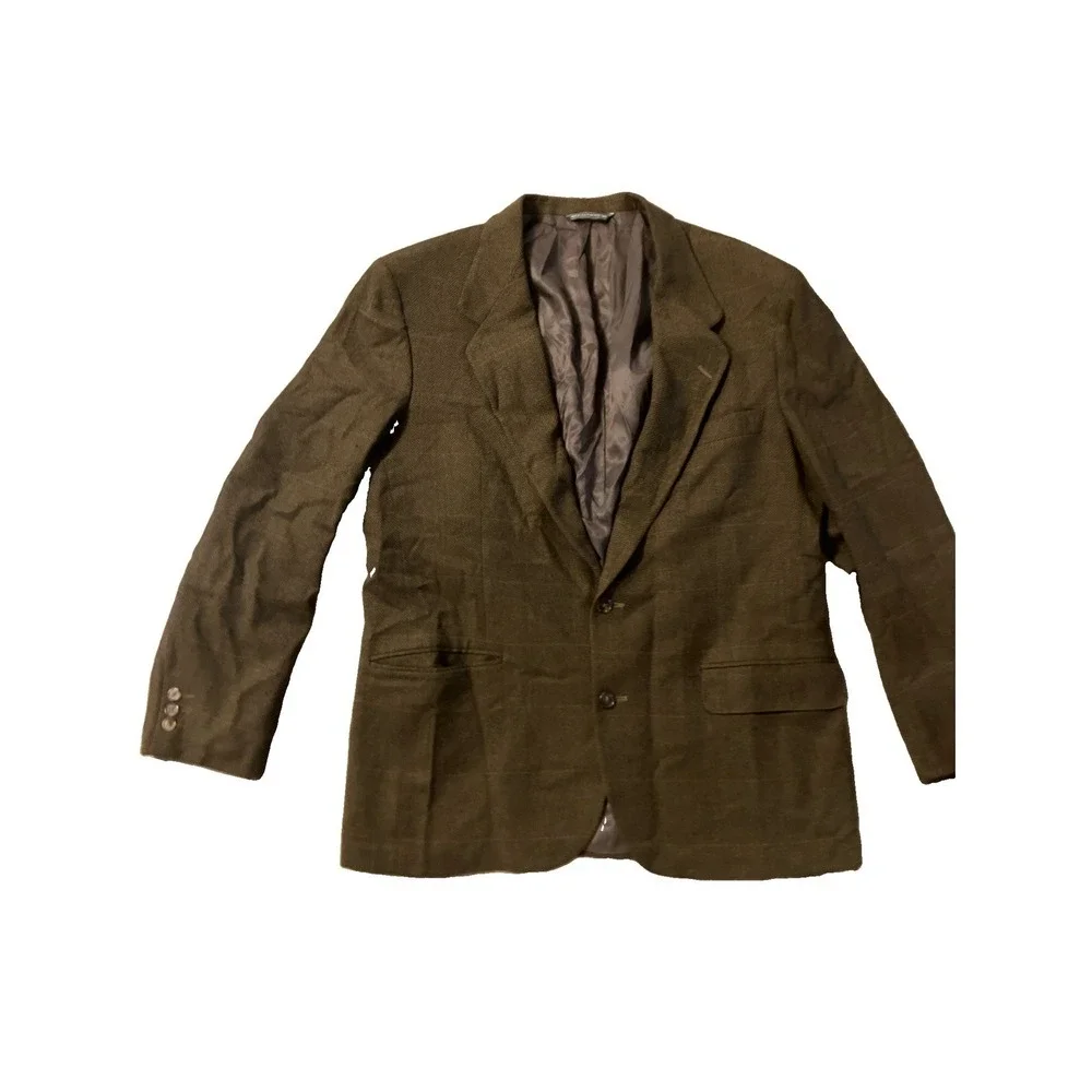 Vintage Banana Republic 44R Brown Herringbone Wool Blazer USA